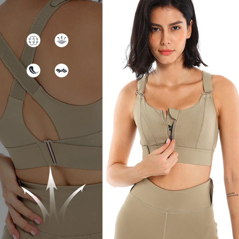 Shockproof Zipper Sports Bra