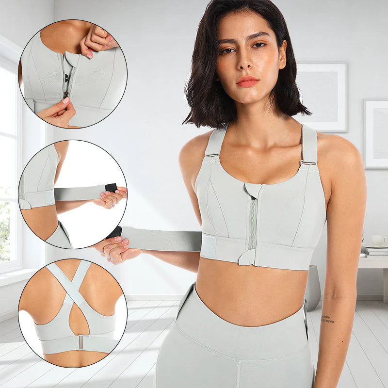 Shockproof Zipper Sports Bra