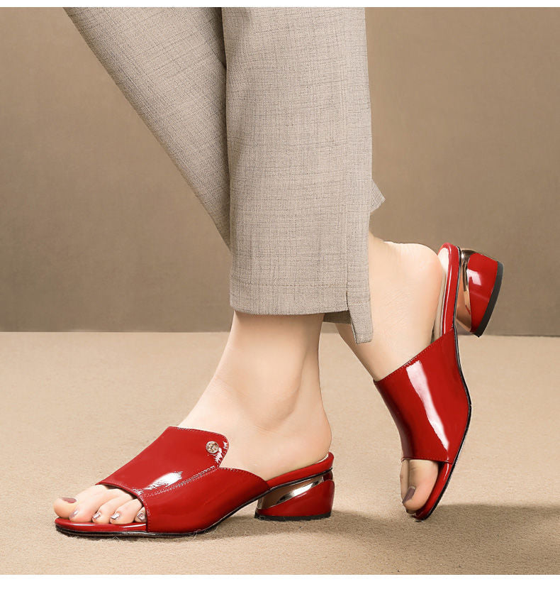 Women's Mid Heel Chunky Heel Sandals