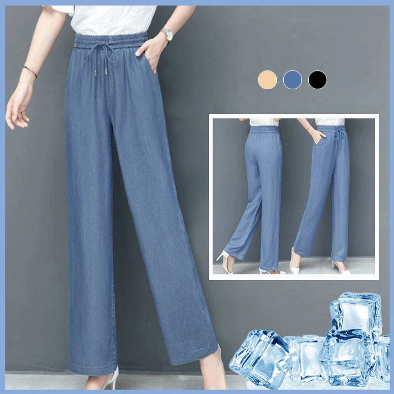 High Waist Loose Ice Silk Pants